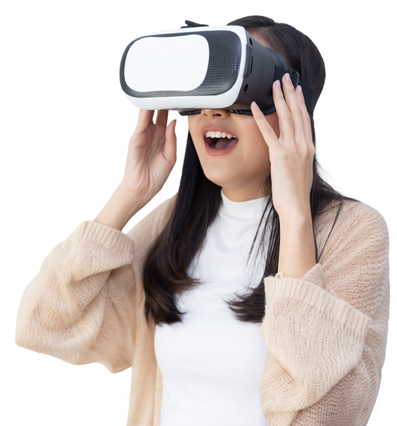 Kobieta z okularami do wirtualnej rzeczywistości